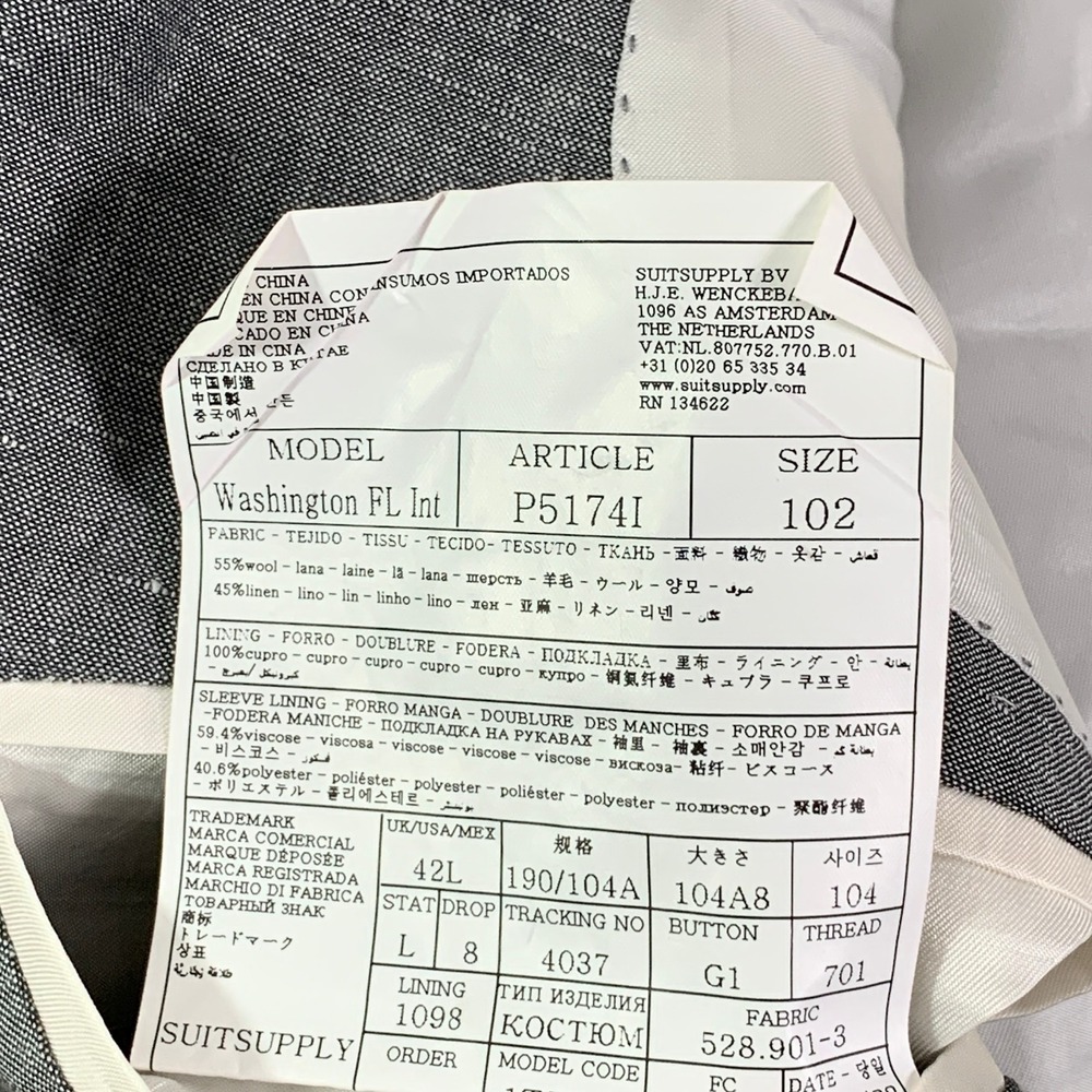 Suitsupply Linen Blazer Jacket Men 42L Gray Washington FL Vitale Barberis Sport - Picture 9 of 16